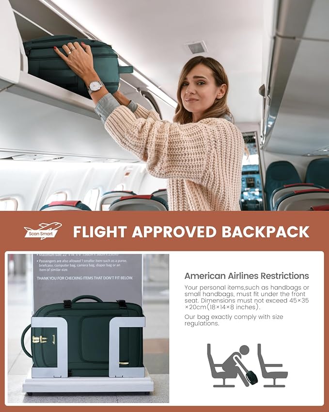 LOVEVOOK Carry On Travel Backpack For Women Flight Approved, 40L Personal Item Travel Bag for Airplanes, Business Weekender Fit 17 Inch Laptop, Waterproof Overnight Daypack with 2 Cubes