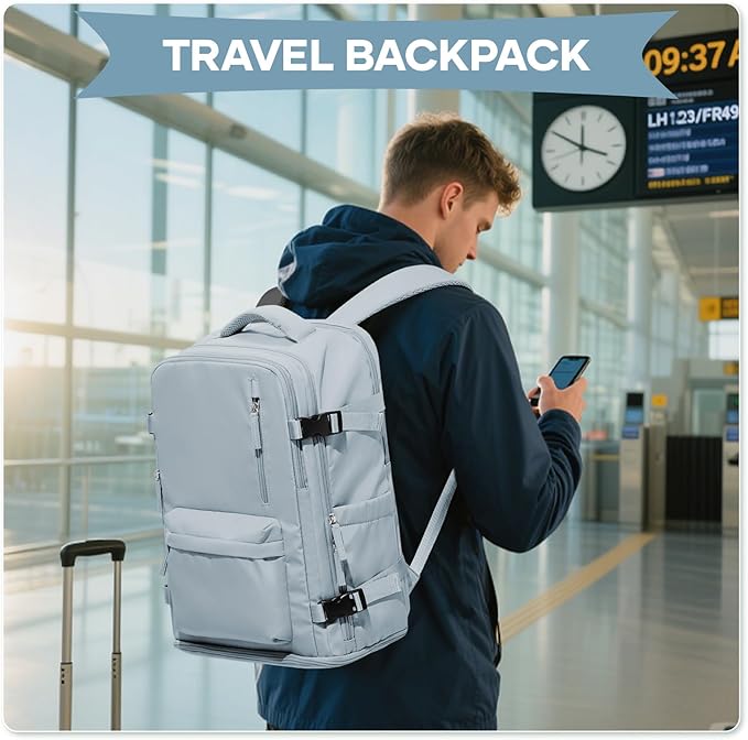 WONHOX Large Travel Backpack Carry on Flight Approved Laptop Work Business Backpack for Women Men Mochila de Viaje