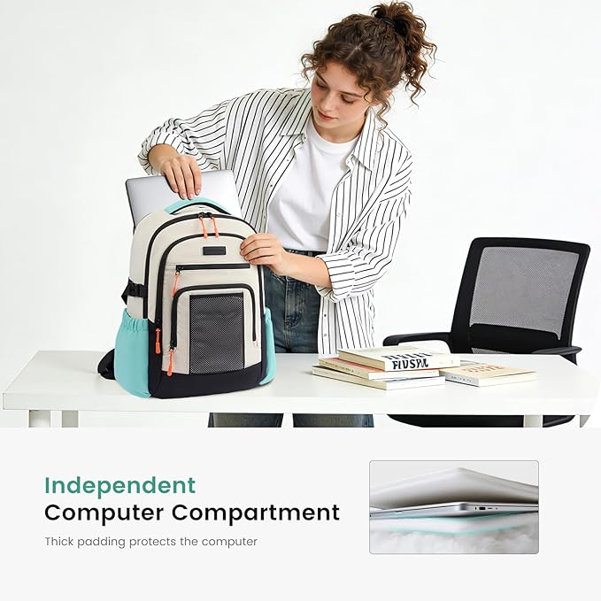 LOVEVOOK Laptop Backpack for Women with Large Cup Holder,15.6 Inch Work Computer Bag with Chest Buckle Back Pad Shoulder Buckle,Waterproof Business Backpack College Teacher Bag for Gift Travel