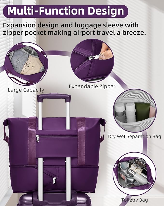 LARVENDER Carry on Luggage 22x14x9 Airline Approved, Expandable 20 Inch Hardside Suitcase with Wheels TSA Lock, PC+ABS Lightweight Carry on Suitcases for Women and Men, Royal Purple (20/DB/TB)