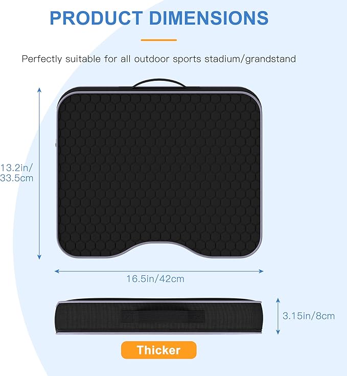 Stadium Seat Cushions for Bleachers 2 Pack - 3.15" Extra Thick Portable Bleacher Seats with Memory Foam & Massage Dots, Comfortable Waterproof Outdoor Chair Pads for Sporting Events, Travel, Camping