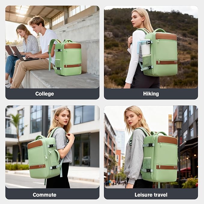 Smart Suitcase-style Laptop Backpack, 25L / 35L Practical Travel Bag for Work, Leisure & Flight, Luggage-Style Commuter Pack (Green, 35L)