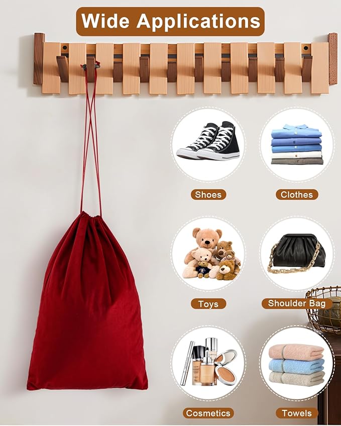 FantasyLife Shoe Bags for Travel, 17.3"x12.6" Washable Dust Bags for Storage & Packing, Flannel Shoe Pouch with Drawstring Closure for Purses, Handbags, Shoes & Toys (4, Rio Red)