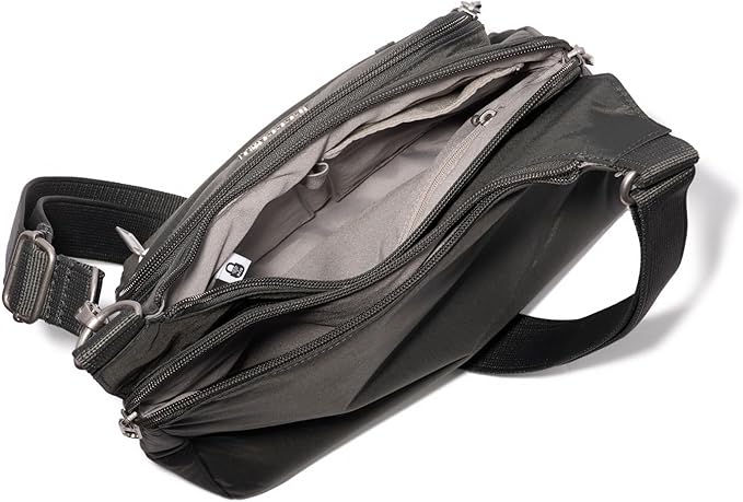 Baggallini Securtex Anti-theft Crossover Crossbody Bag 11”w X 8.5”h, Rfid, Built-in Wallet, Locking Zippers