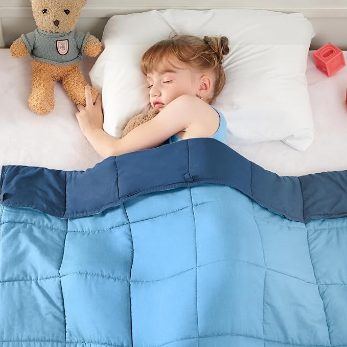 yescool Blue Weighted Blanket 5 Pounds Cooling Weighted Lap Blanket, Heavy Blankets for Sleeping, Weighted Throw Blanket Gifts for 40-60lbs, 36"x48"