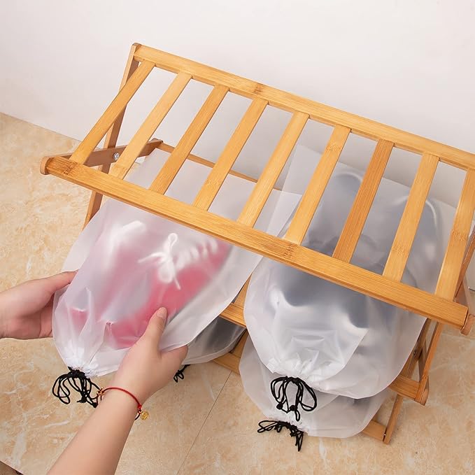 Vorspack Transparent Shoe Bags for Travel Large Clear Shoes Organizers Storage Pouch with Rope for Men and Women 26 Pack