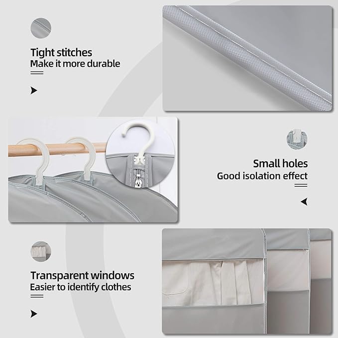 Garment Bags for Travel, 50'' Garment Bags for Hanging Clothes, Suit bag (Set of 2, 23.3'' X 50'')