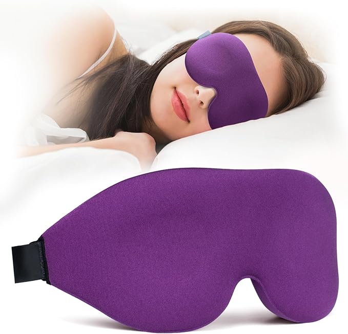 Sleep Mask, Blackout 3D Contoured Sleeping Eye Mask, Upgraded Eyelash Friendly Night Blindfold with Adjustable Strap, Lightweight Soft Eyeshade for Women Men, Concave Cup Eye Cover for Travel Nap