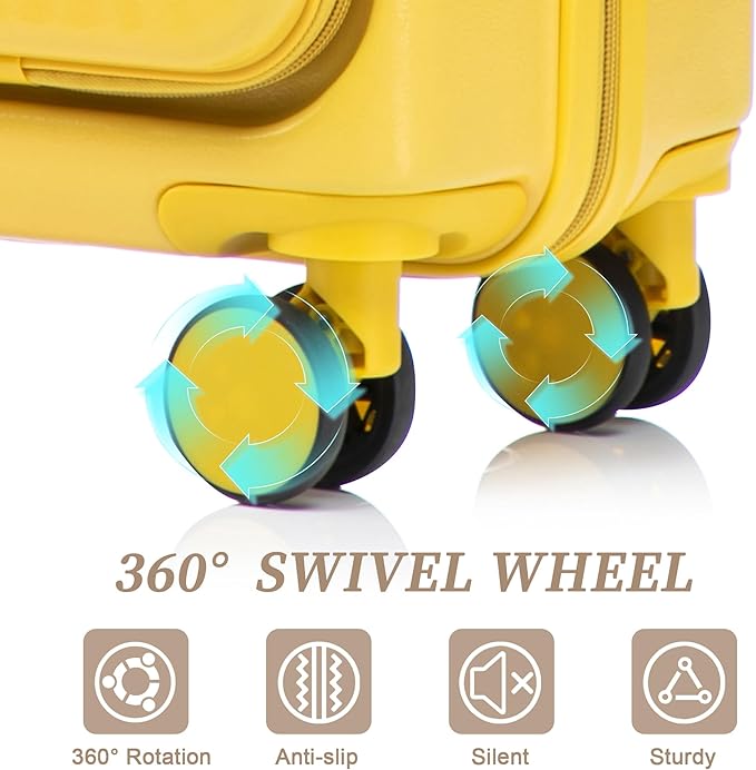 Hardside Luggage, Durable Suitcase with Spinner Wheels, 20/14 Inch