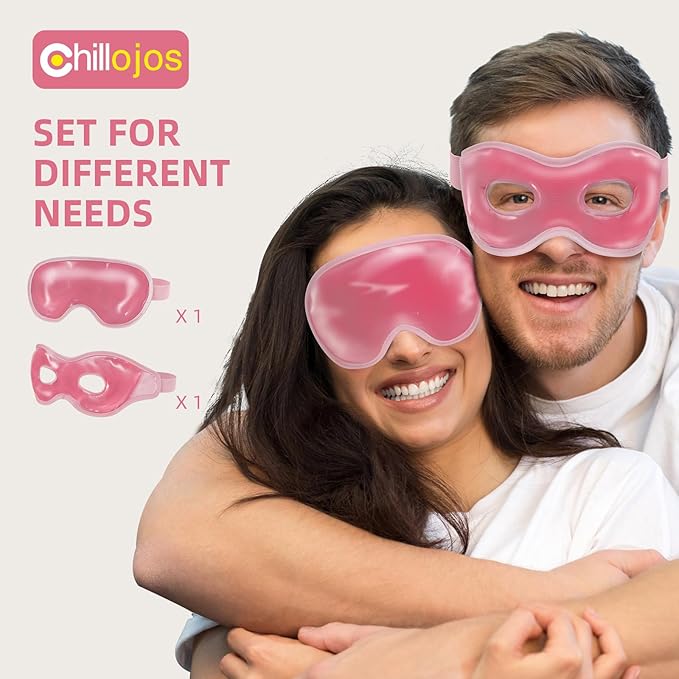 2 Pack Cooling Eye Mask for Puffy Eyes,Reusable Gel Cold Compress Pack for Puffy Eyes & Dark Circles, After Eyes Surgery, Migraine Relief, Headaches (Pink)