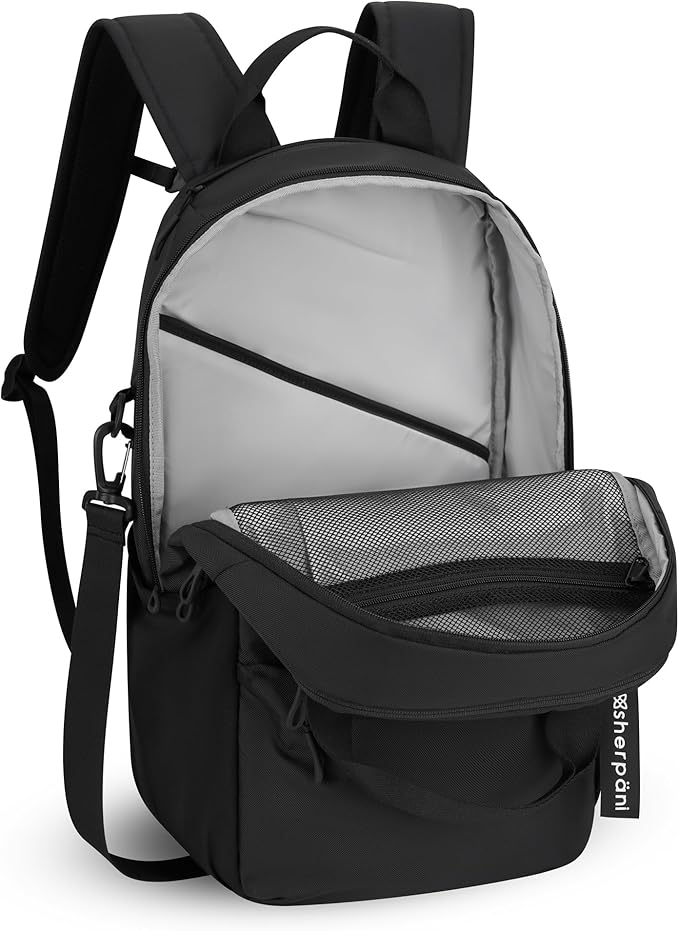 Sherpani Camden, Convertible Backpack, 3 in 1 Tote Bag, 18L Travel Backpack, Crossbody Bag for Women, Cross Body Purse, Travel Gifts, RFID Protection, Fits 13” Laptop (Raven Classic)