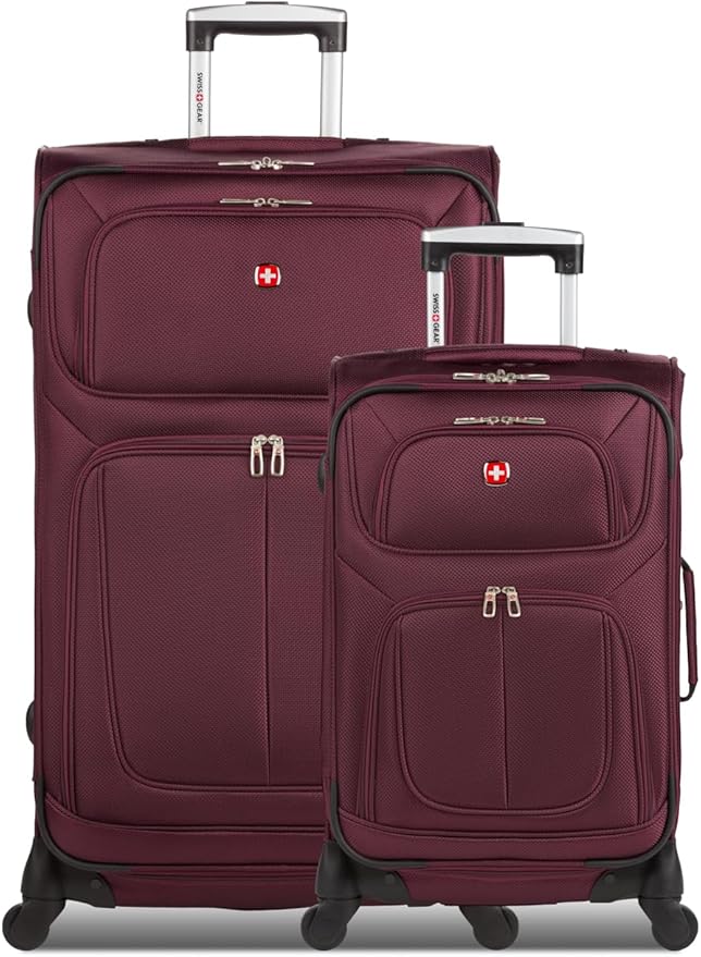SWISSGEAR Sion Softside Expandable Spinner Luggage Durable Lightweight Travel Suitcase, Merlot, 2-Piece Set (21/29)