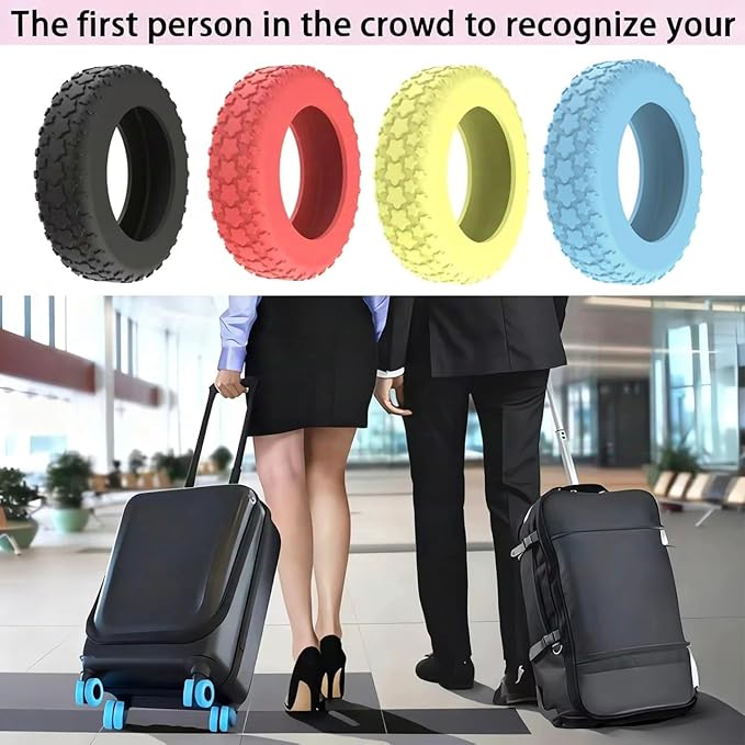 8PCS Luggage Wheel Protector,Silicone Protective Covers for 2-2.4" Spinner Wheels Anti-Slip,Ultra-Quiet&Upgraded Wear-Resistant Travel Accessories(Blue)
