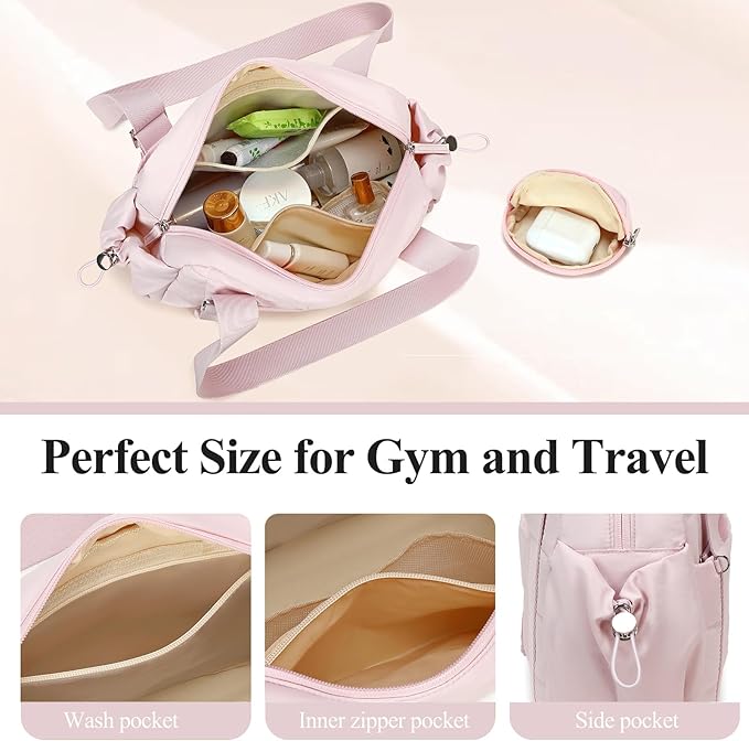 CAMTOP Mini Gym Bag for Women, Small Gym Tote Bag Puffy Quilted Sports Duffel Bag with Wet Compartment and Coin Purse Duffel Bags Dance Yoga Workout Bag for Gifts