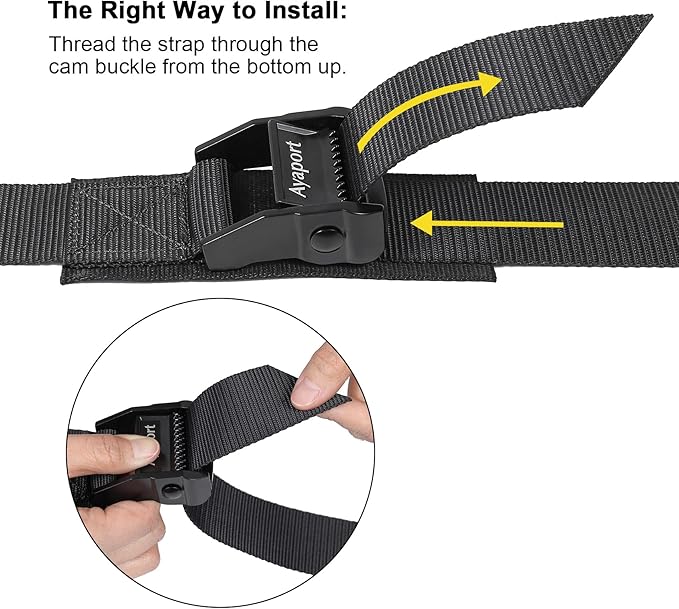 Ayaport 1.5 inches 8feet Cam Buckle Tie Down Lashing Straps with Adjustable Buckle 4 pcs
