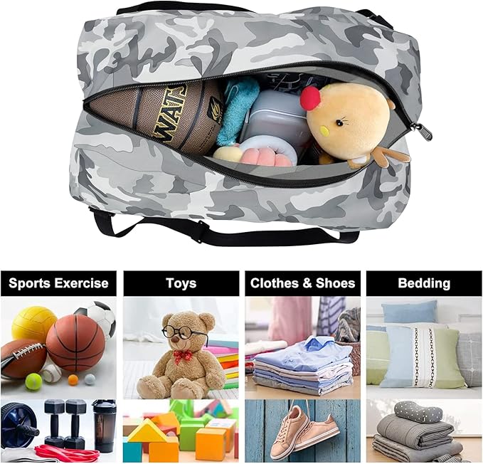 HOLYLUCK Foldable Travel Duffel Bag For Women & Men Luggage Great for Gym (arctic camo)