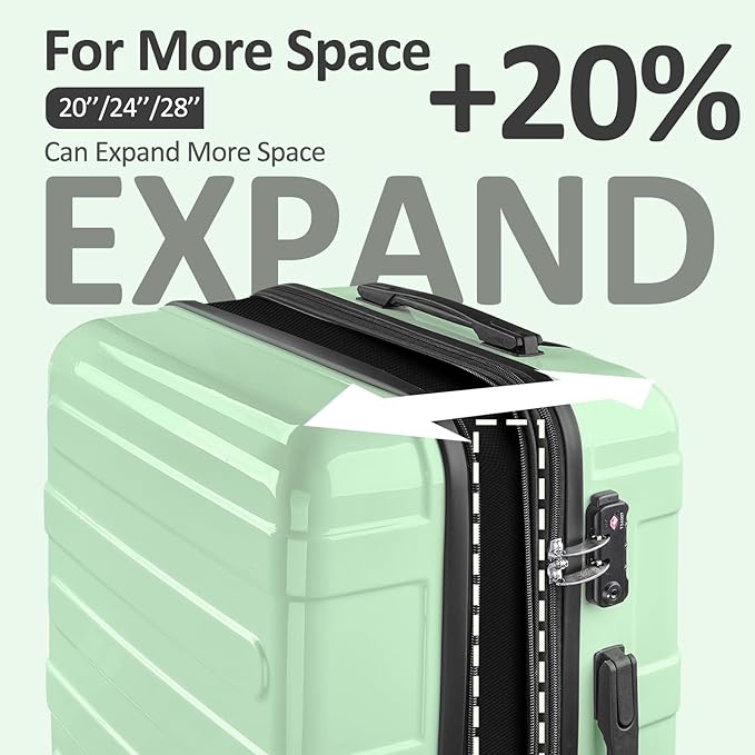 Carry on 20inch Luggage with Spinner Wheels, Lightweight PC+ABS Hard Shell Suitcases, Expandbale Storage & TSA Aprovel Lock