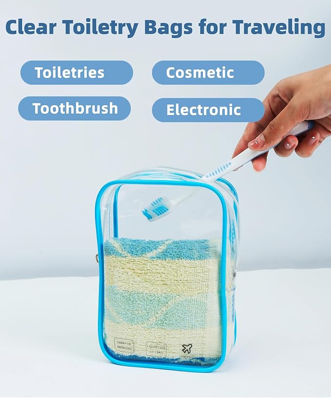 2 Packing Cubes 1 Quart Size Travel Bag TSA Approved Toiletry Bag Clear Small Purse Pouch International Long Flight Must Haves for Toiletries Makeup Liquids Airplane Europe Vacation Essentials