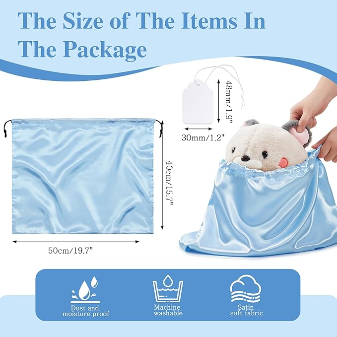 Ersmak 6 Pack Dust Bags for Handbags - Baby Blue Silk Dust Cover Bag for Purses Shoes - Satin Drawstring Dustproof Bags for Travel Storage - 19.7 x 15.7 In
