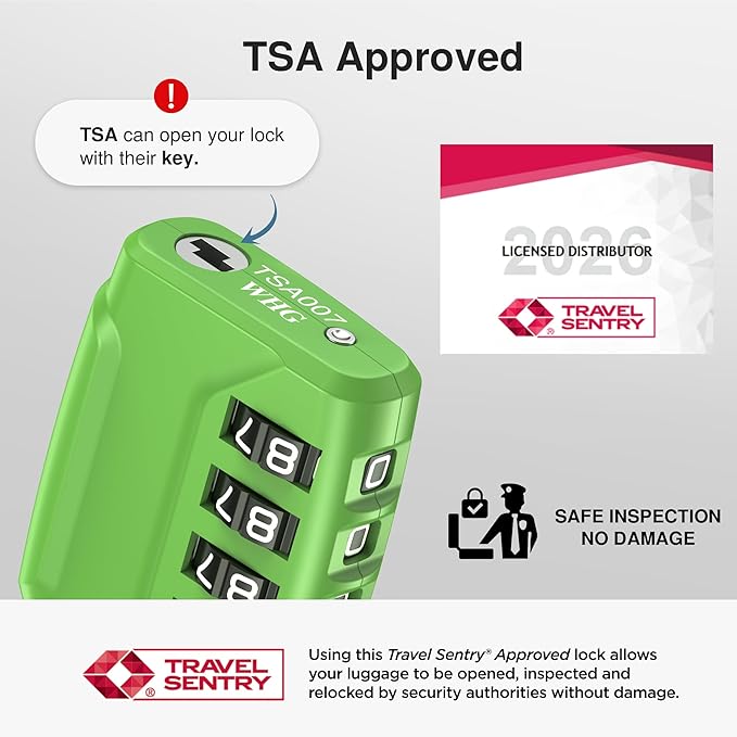 Puroma 2 Pack TSA Approved Luggage Locks, 4 Digit Combination Travel Cable Locks Resettable Code Lock with Zinc Alloy Body for Suitcase, Toolbox, Backpack, Bag, Gym Locker (Basic Green)