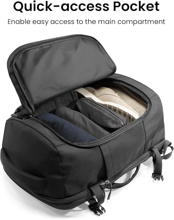 tomtoc Travel Backpack 40L, TSA Friendly Flight Approved Carry-on Luggage Hand Water-resistant Lightweight Business Rucksack, Durable Large Weekender Bag Daypack Fits 17.3 Inch Laptop, PFAS Free