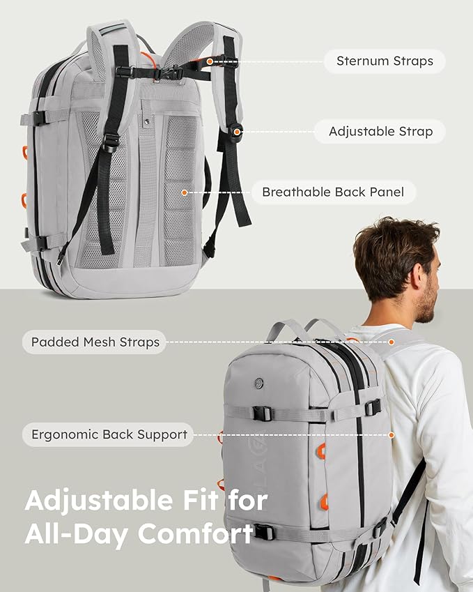 Tolaccea Travel Laptop Backpack for Men Women, 40L-50L Expandable Carry On Backpack with Wet Dry Compartment, TSA Approved Daypack Fits 16 Inch Laptop, Convertible Rucksack Duffel Bag for Work Travel