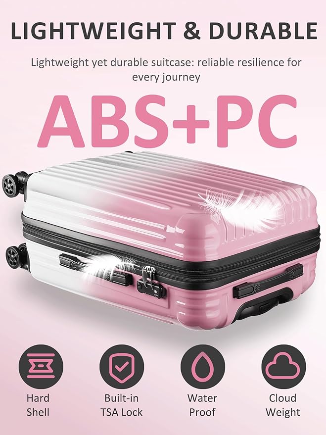 Carry on Luggage - Airline Approved Suitcases with Spinner Wheels, Built-In TSA Lock，Hard Shell Expandable Suitcases
