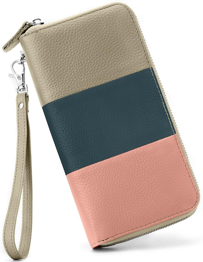 Moflycom Womens Wallet RFID Blocking Genuine Leather Multi Credit Card Large Capacity Zip Around Clutch Travel Purse Wristlet