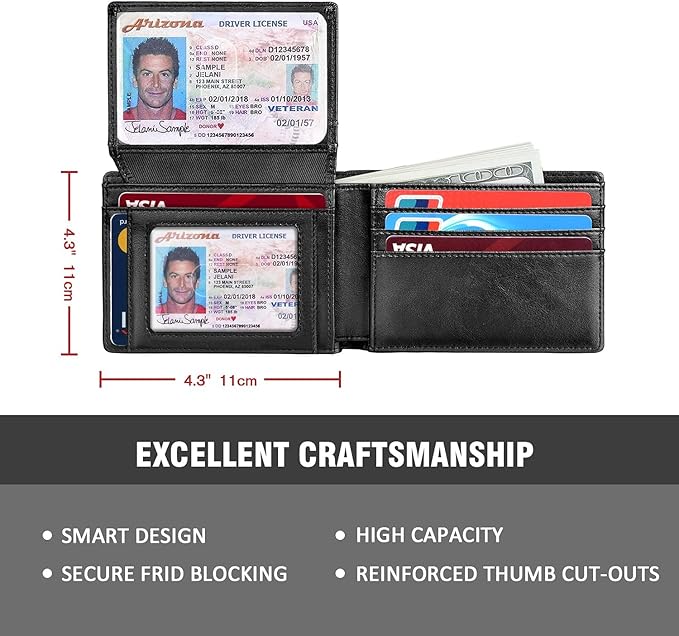 RUNBOX Wallet for Men Slim Rfid Leather 2 ID Window With Gift Box | Slim, Rfid, 2 ID Window, With Gift Box, Slim, Rfid