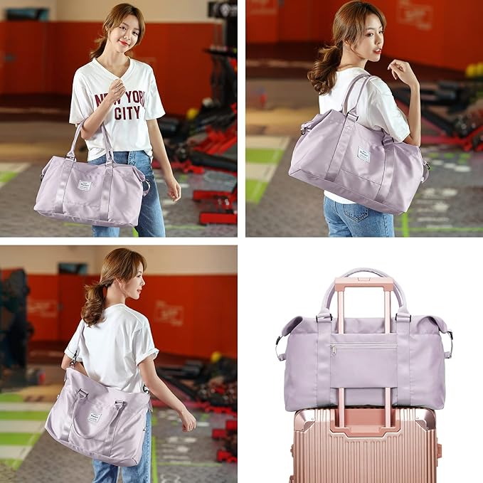 HYC00 Travel Duffel Bag,Carry-on Overnight Weekender Bags for Women,Sports Tote Gym Bag with Wet Pocket