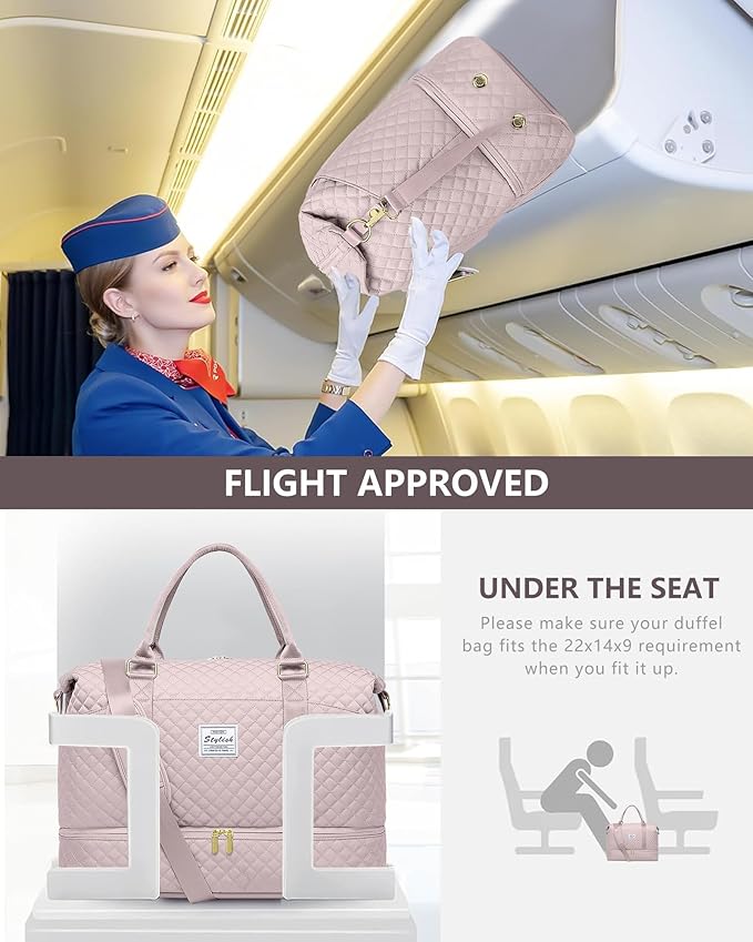 Women Weekender Travel Duffle Bag: Travel Duffel Overnight Bags with Shoe Compartment Large Carry on Tote Bag Toiletry Bag Weekend Yoga Gym Hospital Bags for Labor and Delivery with Wet Pocket