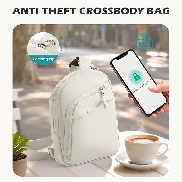 TOPEAST Anti Theft Crossbody Bags for Women Men, Small Sling Crossbody Bag Travel Purse Shoulder Wallet with RFID Blocking