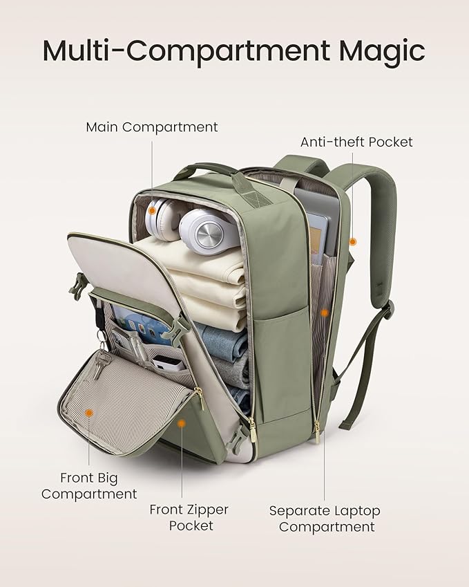 LOVEVOOK 50L Travel Backpack for Women & Men, Airline Approved Carry On Luggage with 3 Packing Cubes, TSA Overnight Bags, Waterproof Personal Item Bag, Weekender Essentials Backpacks fits 17" Laptop