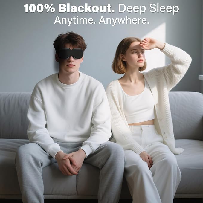 2026 Upgraded Sleep Mask for Dry Eyes – Reusable Eye Mask for Men & Women –100% Blackout & Adjustable Moisture Goggle, Soft, Comfortable– Ideal for Travel – Black