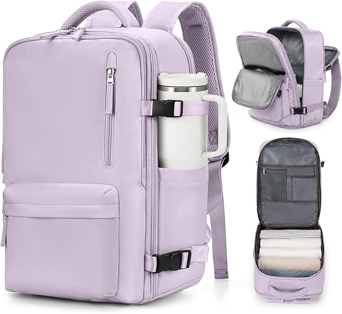 VGCUB Carry on Travel Backpack for Women Men Large Laptop Gym Work Frontier Airlines Personal Item Bag Business Airport Lightweight Backpack Flight Approved Mochilas de Viaje, Purple