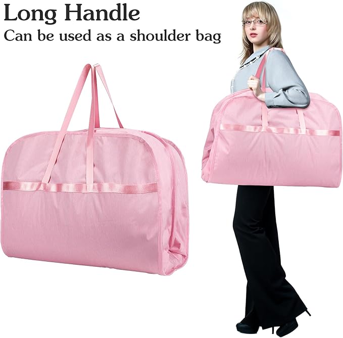 Limoomil 6" Gusseted Waterproof Garment Bag for Travel, 43" Tear Resistance Suit Bag for Men Travel for Suits, Tuxedos, Coats, Uniform. (pink, 42")