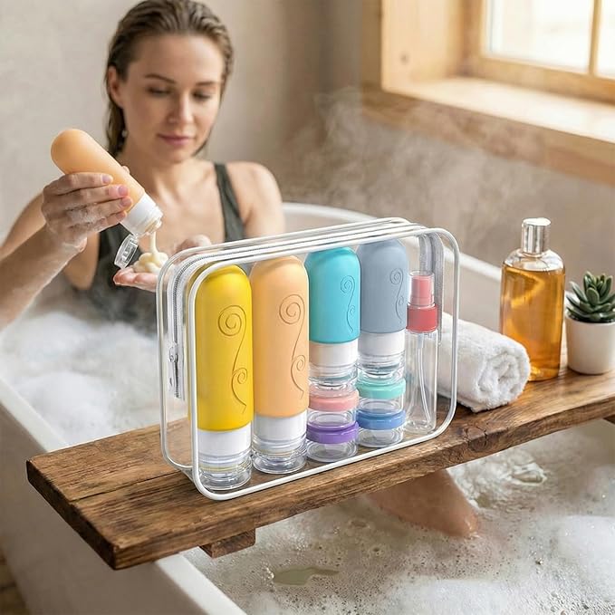 vodvob 16 Pack Travel Bottles Set for Toiletries, TSA Approved Travel Containers Leak Proof Silicone Squeezable Travel Accessories 2oz 3oz for Shampoo Conditioner Lotion Body Wash (BPA Free) (Orange)
