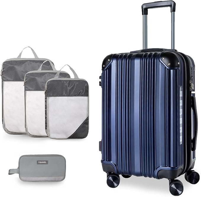 OUZZO 24 Inch Expandable Luggage Medium Checked Luggage Hardshell Suitcases with Double Spinner Wheels Lightweight Travel Luggage TSA Approved for Women Men Business Trip