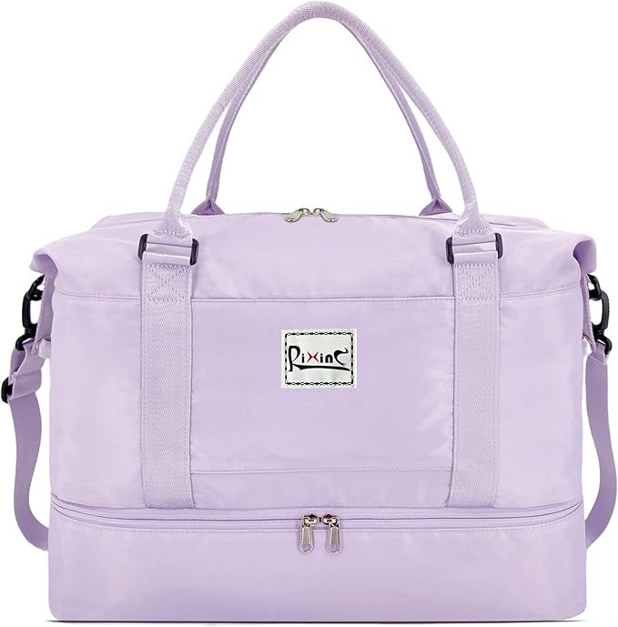 Travel Duffle Bag Weekender Bags for Women with Shoes Compartment, Travel Duffel Tote Carry on Overnight Bag for Travel Business Trips, Sport Yoga Gym Bag with Wet Pocket (Purple)