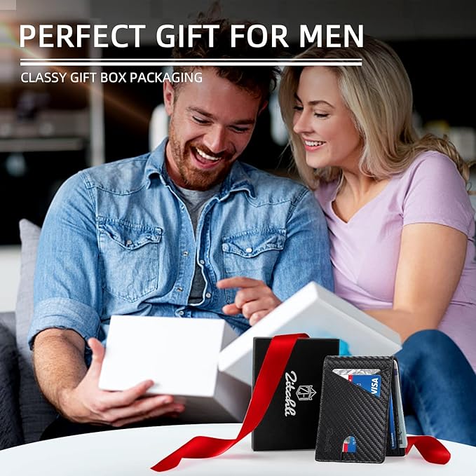 Zitahli Bifold Wallets for Men - Slim RFID Leather Credit Card Holder for 6-11 Cards, Minimalist Thin Wallet with ID Window & Cash Slot,Front Pockt Carteras Para Hombres, Birthday Gifts for Men | Slim, RFID Blocking, Premium, Front Pocket, Gift Box, Le...