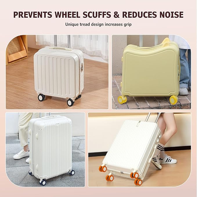XYOFUN Luggage Wheel Covers - Upgraded 8-Pack Anti Dust & Scratch Noise Reduction Carry On/Travel Suitcase Wheel Protector - For 2-2.4" wheels - Yellow
