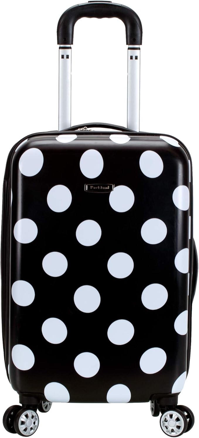 Rockland Laguna Beach Hardside Spinner Wheel Luggage, Black Dot, 3-Piece Set (22/24/28)