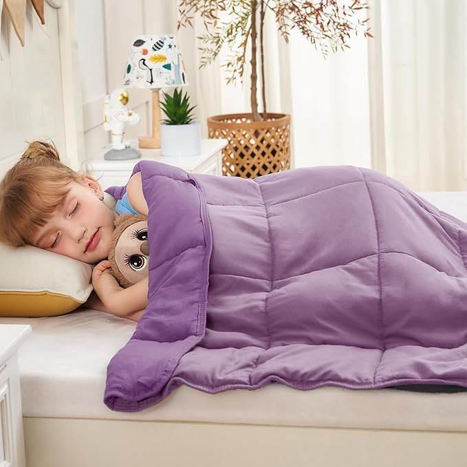 yescool Purple Weighted Blanket 3 Pounds Cooling Weighted Lap Blanket, Heavy Blanket for Sleeping, Weighted Throw Blanket Gifts for 20-40lbs, 36"x48"