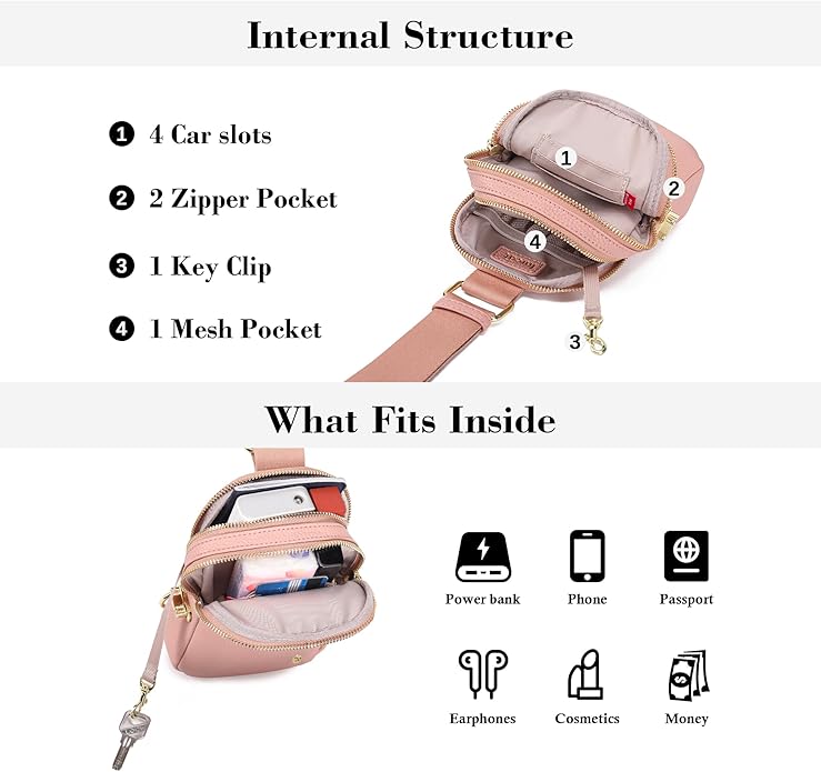INICAT Anti Theft Crossbody Bag for Women, Small RFID Blocking Sling Purse with Zipper Lock for Travel, Vegan Leather