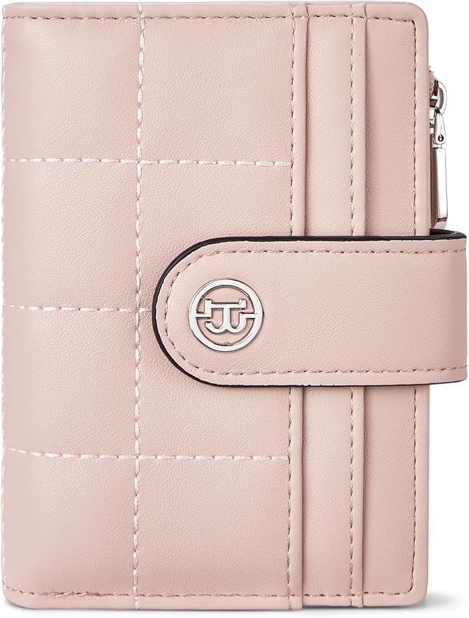 BOSTANTEN Small Wallet for Women Leather RFID Blocking Card Holder Bifold Compact Wallets With Zipper Coin Pocket Pink