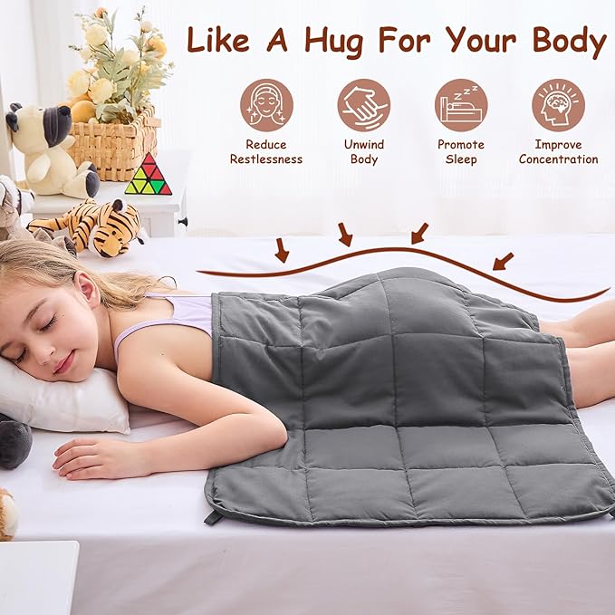 yescool Weighted Lap Pad 2 Pounds Weighted Lap Blanket, Grey Small Weighted Blanket, Weighted Throw Blanket Gifts for Travel Indoor Outdoor, 20"x30"