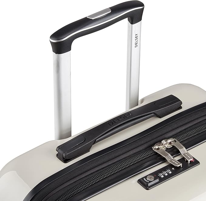 DELSEY PARIS Cruise 3.0 Hardside Expandable Luggage with Spinner Wheels, Glossy Ivory, Checked-Medium 24 Inch
