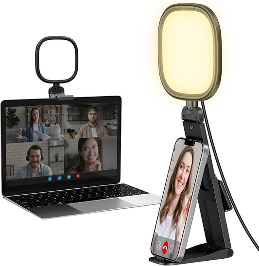 InnoGear Ring Light with Stand for Desk Computer Selfie 120 LED 50 Modes | LED Lights for Video Conference, Clip On, Portable, 5 Color Modes, Adjustable, Monitor, Laptop, Easy to Attach, Recording