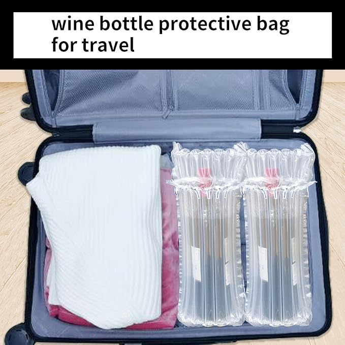 Wine Bottle Travel Protector Bags, Conilly 15 Packs Inflatable Air Column Packaging Bubble Bag with Free Inflator Pump, Reusable Wine Bottle Protector,Safe Choice for wine Transportation