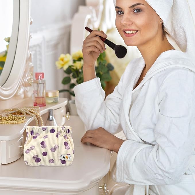 JIEYAO 6Pcs Corduroy Makeup Bags, Elastic Hair Tie Organizer Multicolor Storage Bag Daily Travel Organizer Bag Travel Makeup Pouch Portable Cosmetic Accessories Storage Multipurpose Pouches for Women